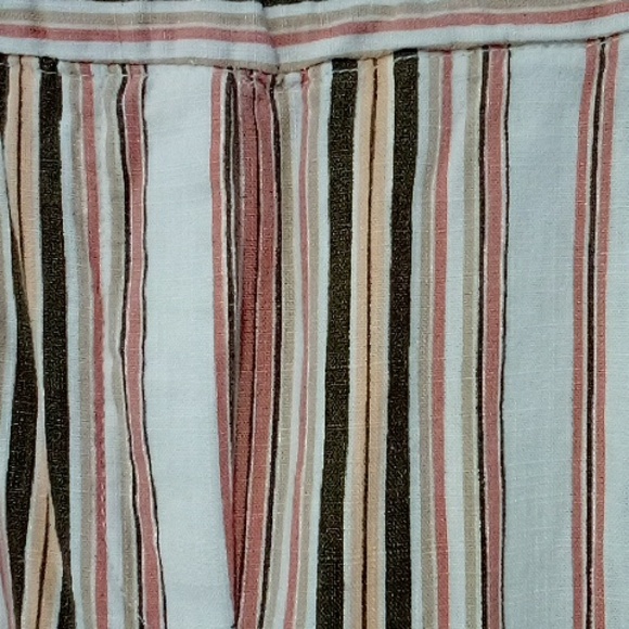 Lily Morgan pink peach tan white striped wide leg Capri pants - Picture 2 of 5